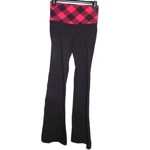 JOE BOXER vintage women junior's x-small black pink plaid waist flare yoga pant